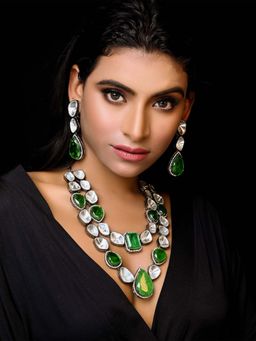 AG'S - Swarnalata Double Layered Uncut Diamond Polki Long (Set of 2)