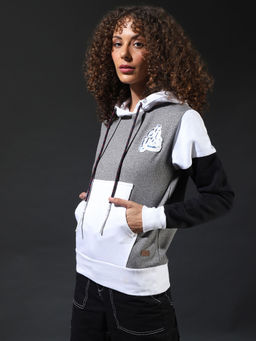 Campus Sutra - Grey Women Colorblock Stylish Casual Sweatshirts