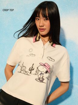 The Souled Store - Womens Official Peanuts: Wild West Polo T-Shirt