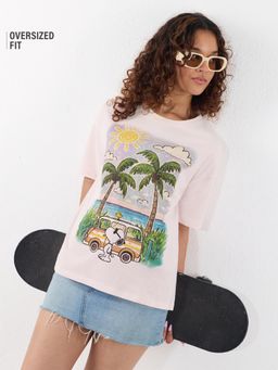 The Souled Store - Womens Official Peanuts: Crayons Oversized T-Shirt