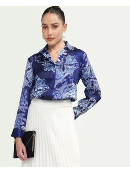RAREISM - Blue Printed Satin Shirt