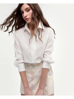 RAREISM - White Full Sleeves Schiffli Shirt