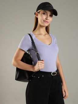 Tommy Hilfiger - Lavender Solid Slim Fit Cotton T-Shirt