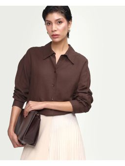 RAREISM - Brown Linen Formal Shirt