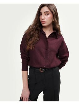 RAREISM - Maroon Linen Formal Shirt