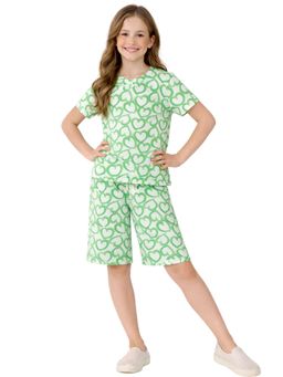 TotzTouch - Girls Stylish Cotton Printed T-Shirts and Short - Green