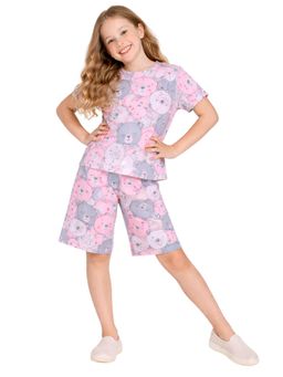 TotzTouch - Girls Stylish Cotton Printed T-Shirts and Short - Pink