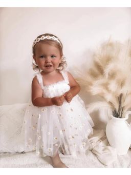 TotzTouch - Baby Girls Party Wear Knee-Length Dress - White