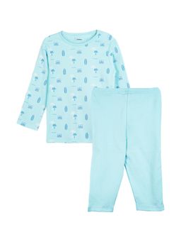 Kidbea - Cotton Unisex Soft and Breathable Full Sleeve Co-Ord Set - Aqua