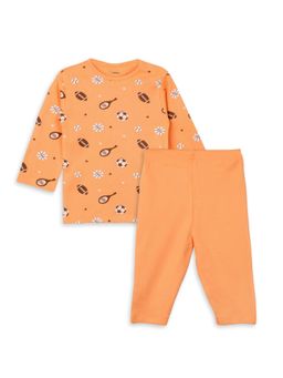 Kidbea - Cotton Unisex Soft and Breathable Full Sleeve Co-Ord Set - Orange