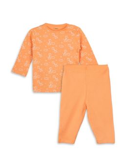 Kidbea - Cotton Unisex Soft and Breathable Full Sleeve Co-Ord Set - Orange
