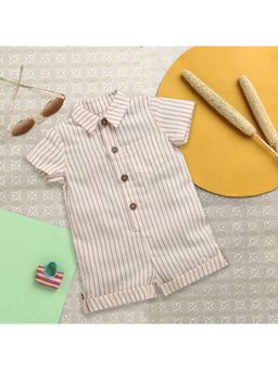 Nino Bambino - Organic Cotton Romper For Baby Boy - Cream