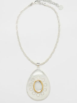 Valliyan - White Polki Egg Medallion Necklace