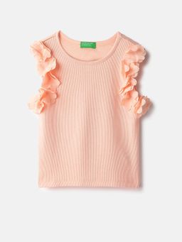 United Colors of Benetton - Peach Regular Round Neck Solid Top