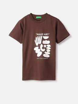 United Colors of Benetton - Brown Regular Round Neck Primed T-Shirt