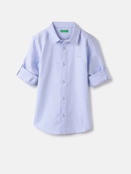 United Colors of Benetton - Blue Regular Spread Collar Solid Shirt