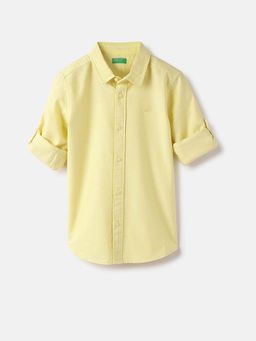 United Colors of Benetton - Yellow Regular Spread Collar Solid Shirt