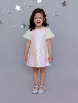 Lil Drama - Razzle Dazzle Girls Party White Dress