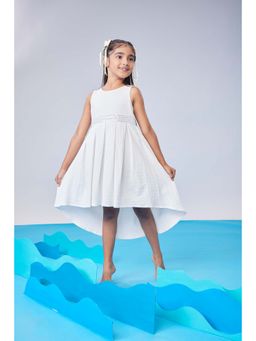 MASTARANG - High Low Hem Sleeveless Dress with Mirror Lace