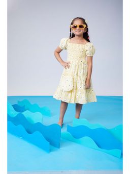 MASTARANG - Yellow Three Tiered Dress with Bag (Set of 2)