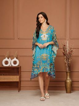 Aditi Wasan - Teal Printed Regular Dress