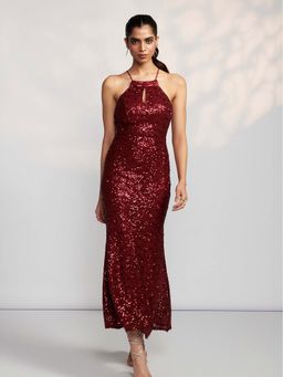 Aarke Ritu Kumar - Red Embellished A-Line Dress