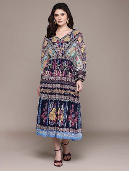 Aarke Ritu Kumar - Black Floral A-Line Dress