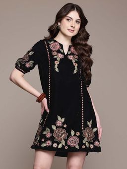 Aarke Ritu Kumar - Black Floral Loose Dress