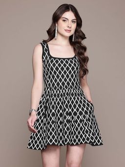 Aarke Ritu Kumar - Black Geometric A-Line Dress