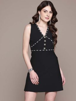Aarke Ritu Kumar - Black Embellished A-Line Dress