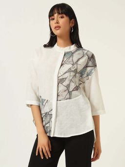 Beatnik - Off White Printed Regular Shirt