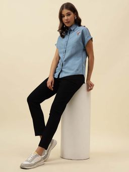 Beatnik - Blue Solid Straight Shirt