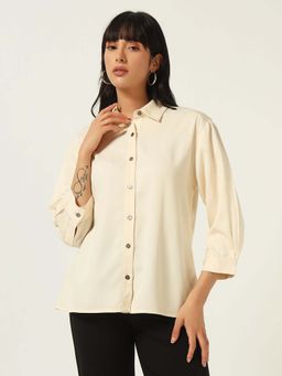Beatnik - Beige Solid Regular Shirt