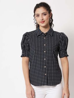 Beatnik - Blue Printed Loose Shirt