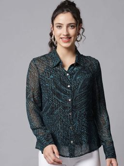 Beatnik - Green Printed Regular Shirt