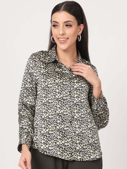Beatnik - Green Animal Print Regular Shirt