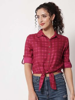 Beatnik - Pink Printed Fitted Shirt