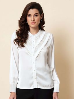 Beatnik - White Solid Regular Shirt