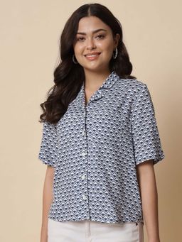 Beatnik - Blue Printed Regular Shirt