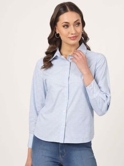 Beatnik - Blue Solid Fitted Shirt