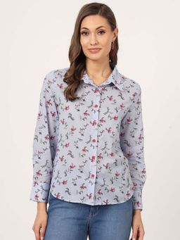 Beatnik - Blue Printed Regular Shirt