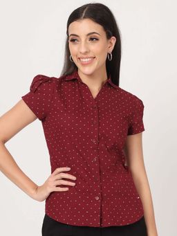 Beatnik - Red Printed Fitted Shirt