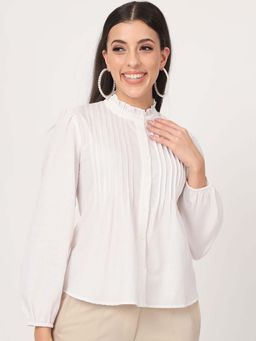 Beatnik - White Solid Fitted Shirt