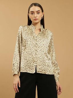 Beatnik - Yellow Printed Fitted Shirt