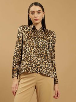 Beatnik - Black Animal Print Regular Shirt