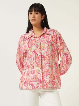 Beatnik - Pink Printed Regular Shirt