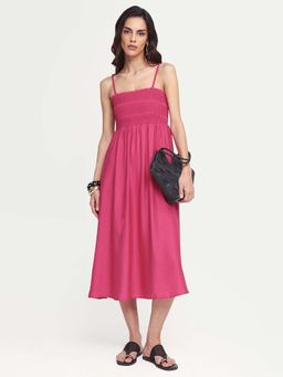 RAREISM - Pink Solid Flared Dress