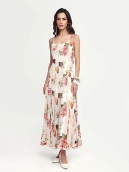 RAREISM - Off White Floral Flared Dress