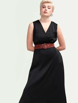 RAREISM - Black Solid A-Line Dress