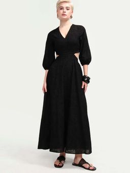 RAREISM - Black Solid Flared Dress
